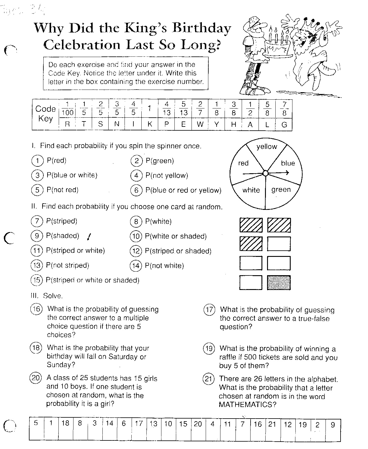 Cleaned worksheet with blue ink removed